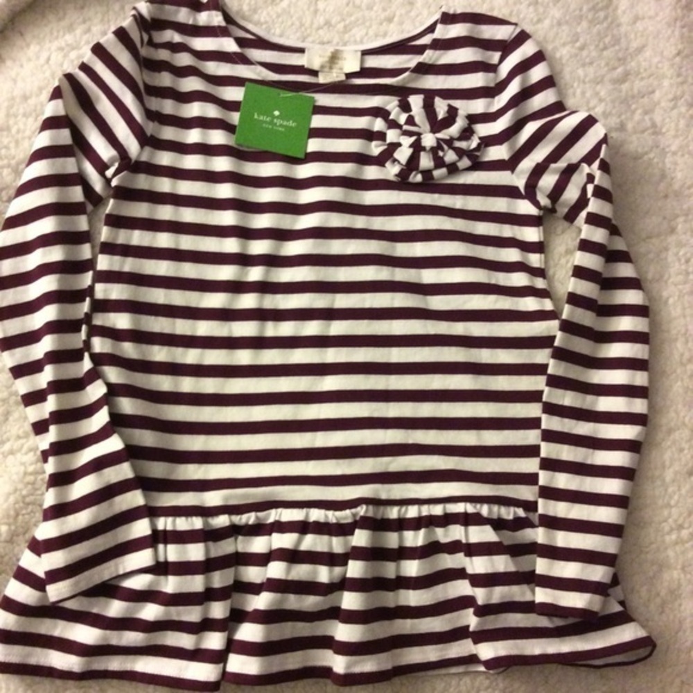 NWT Kate Spade Girls Striped Rosette Top S…